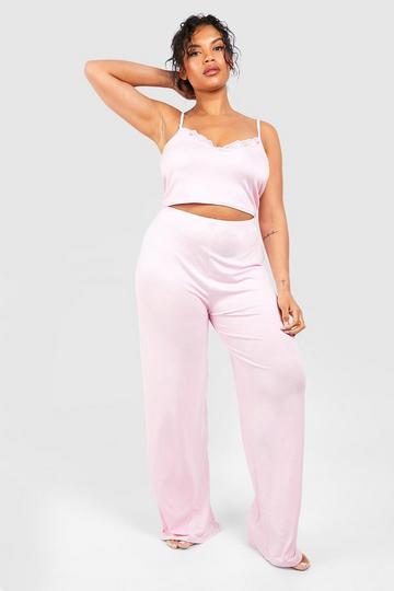 Plus Peached Cami And Trouser Set pink