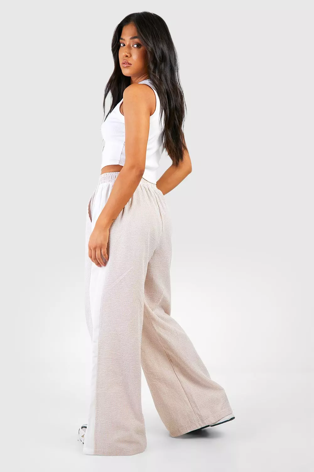 Pale blue Petite Textured Stripe Dsgn Studio Trouser  alternative image