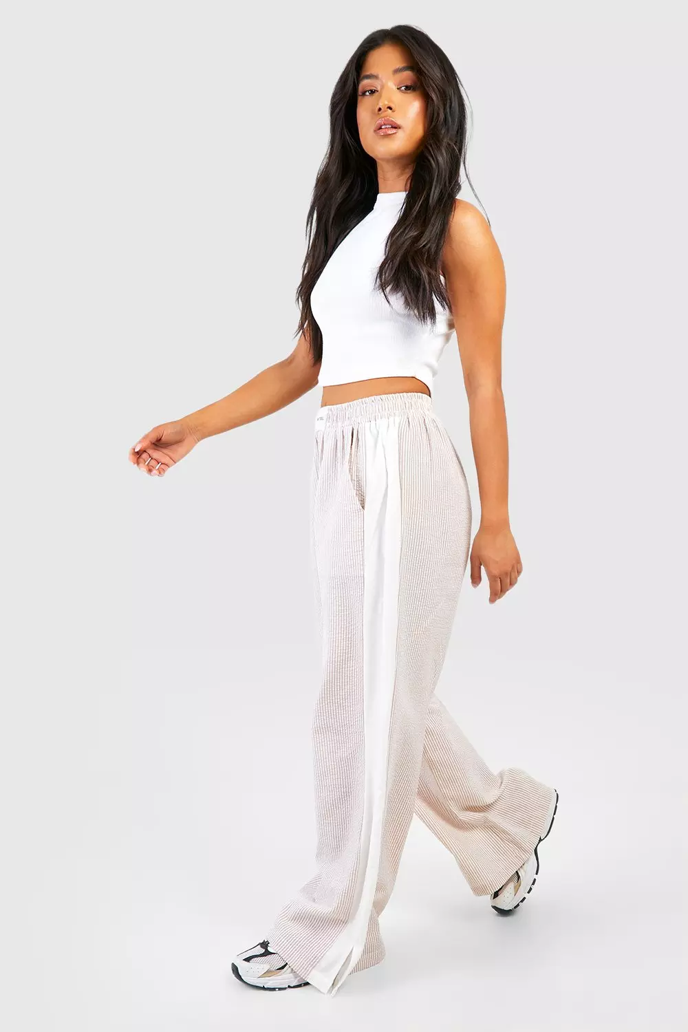 Pale blue Petite Textured Stripe Dsgn Studio Trouser  alternative image