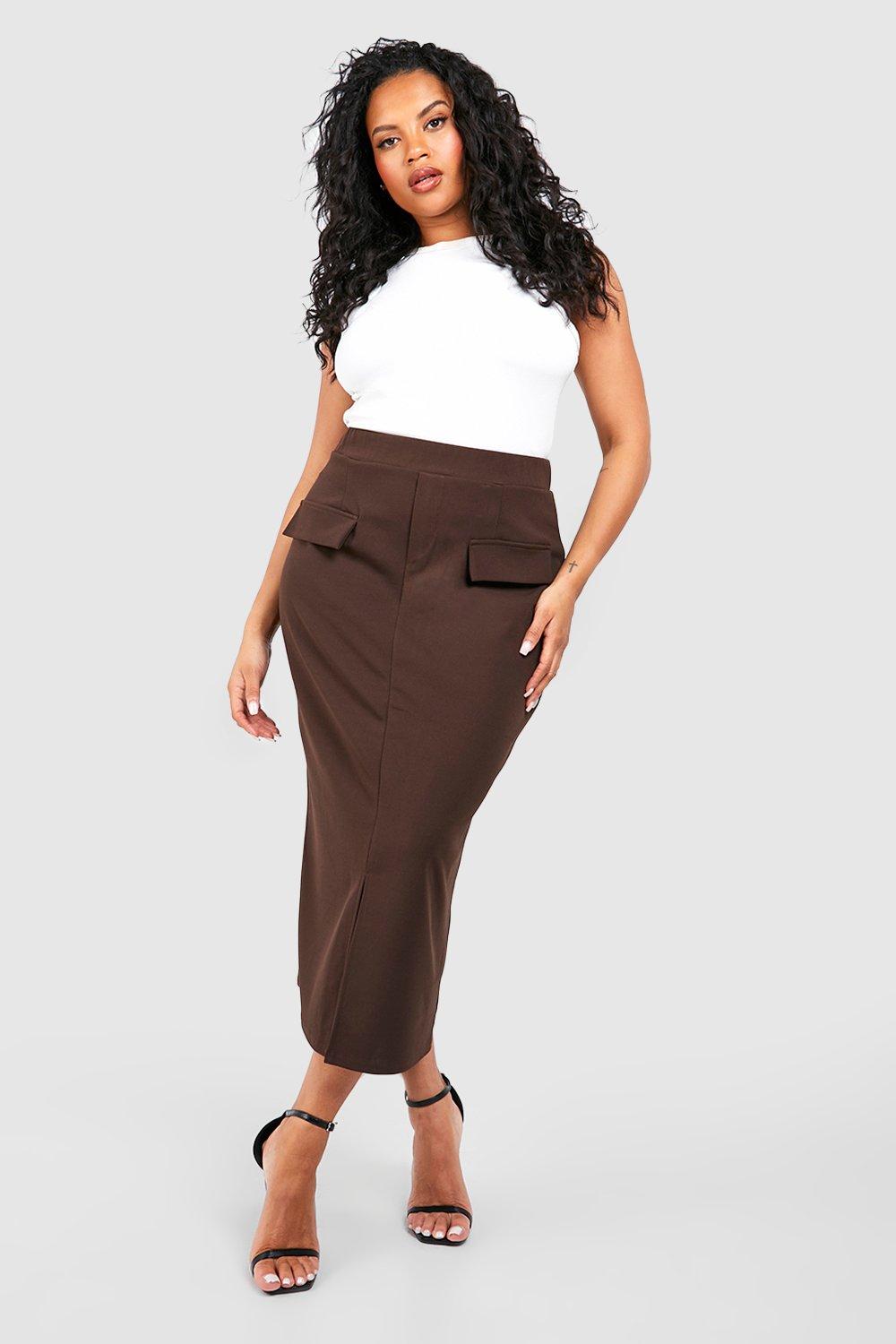 Plus size shop scuba midi skirt