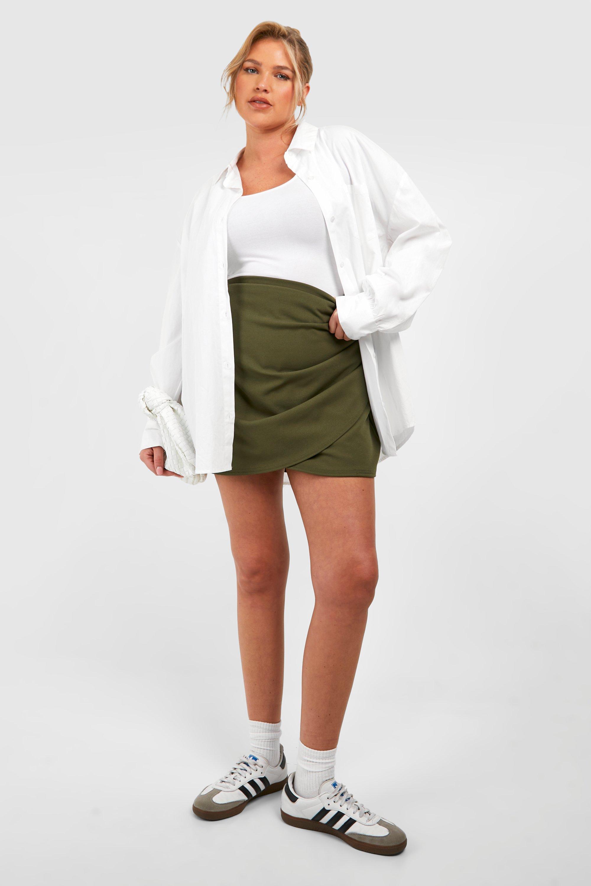 Khaki wrap 2025 mini skirt