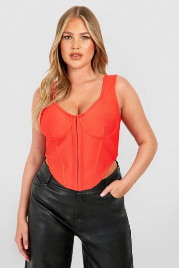 Plus Bandage Hook And Eye Corset Top red