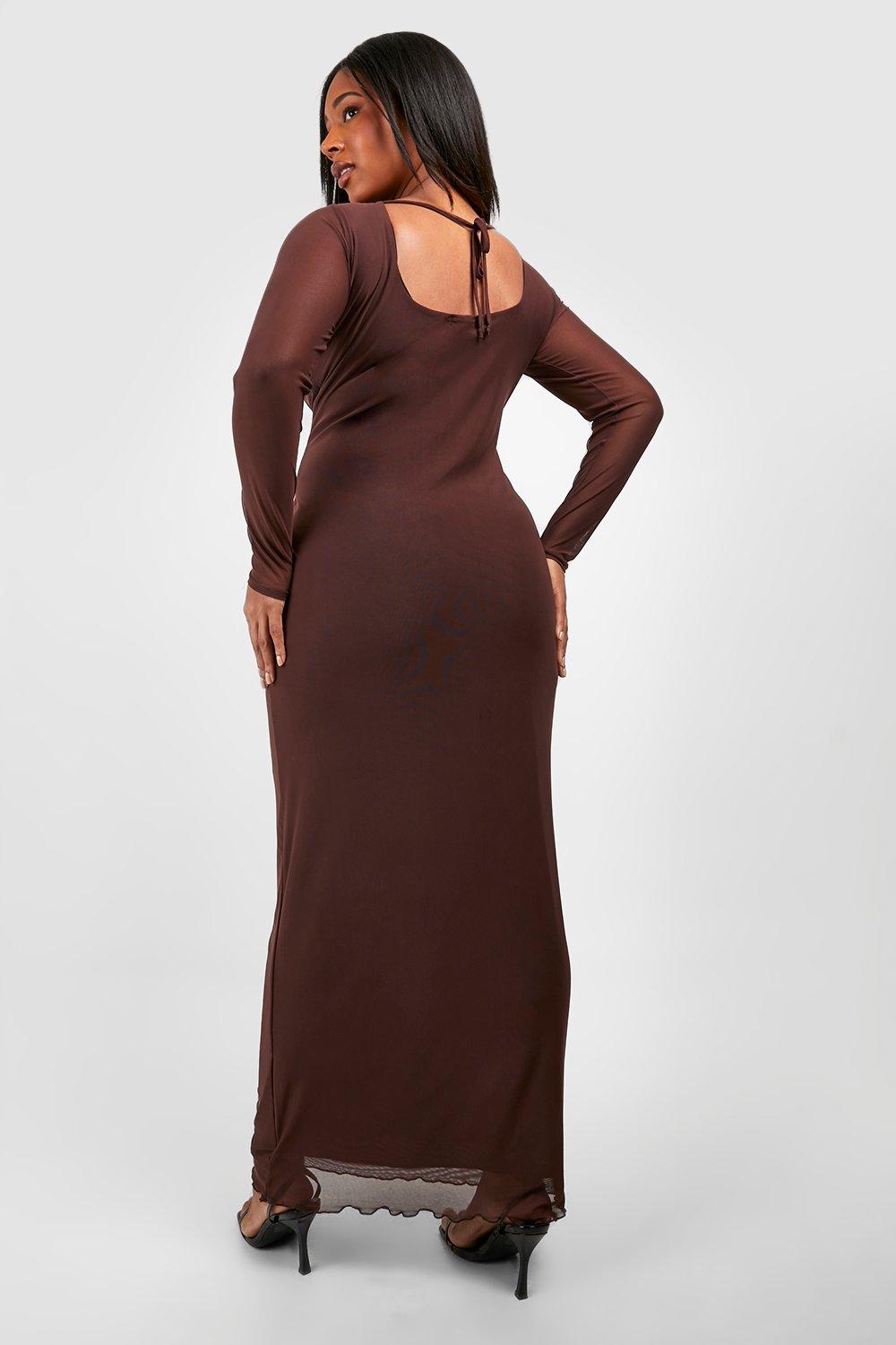 Plus Mesh Low Back Maxi Dress