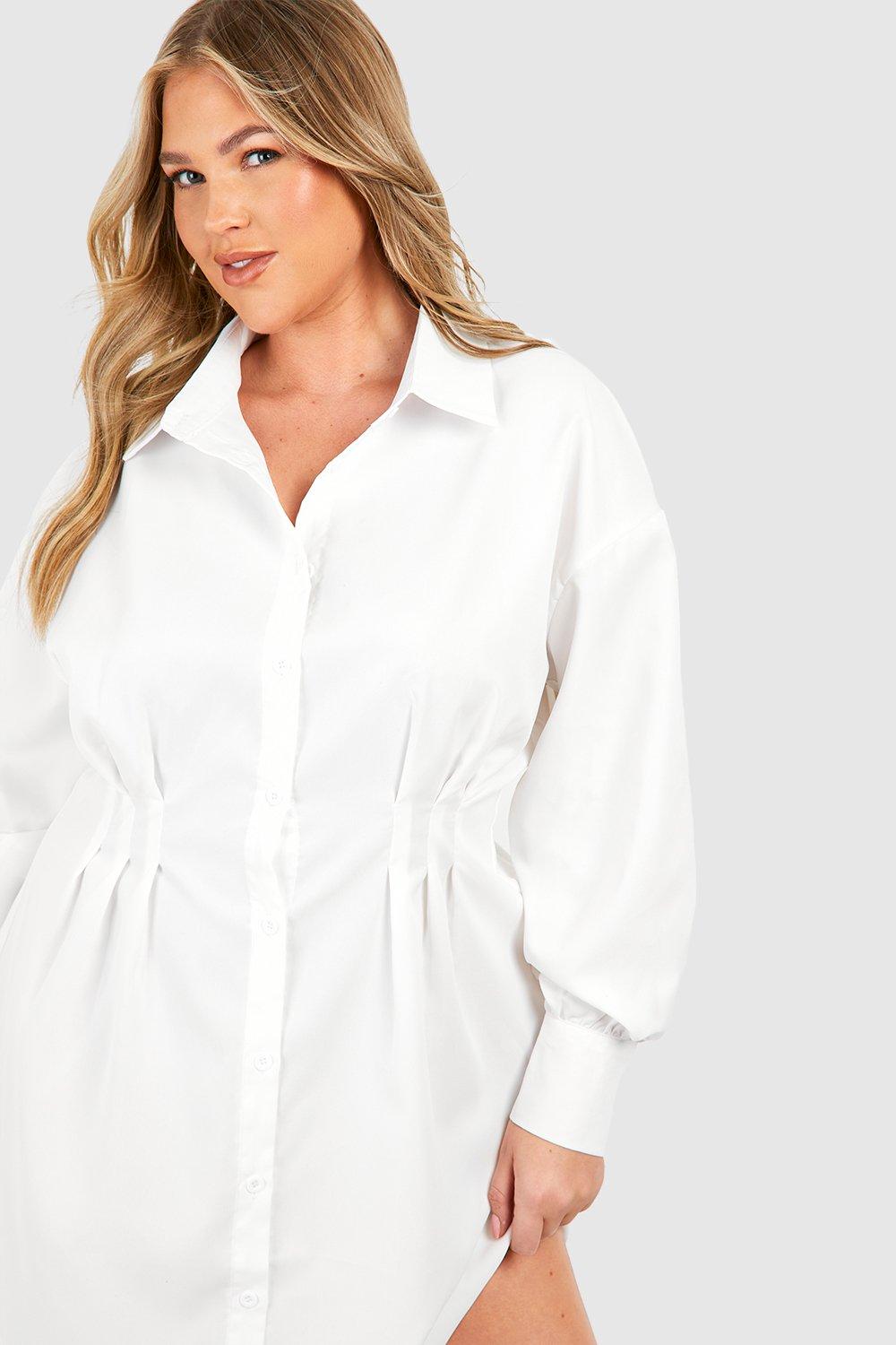 Plus size womens store white dress shirt