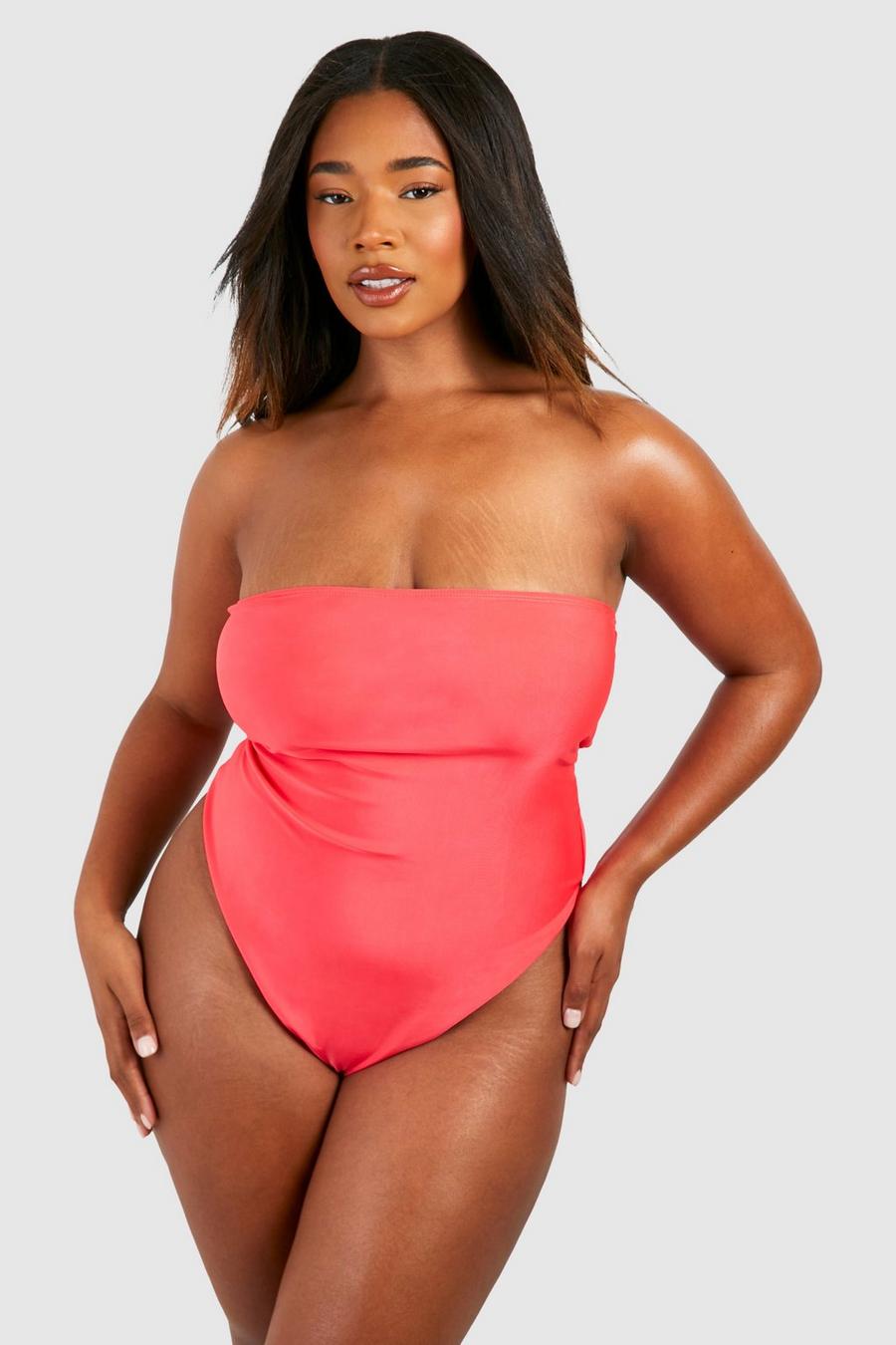 Bright pink Plus Bandeau Swimsuit