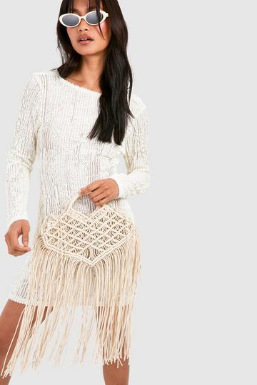 White Fringe Beach Bag