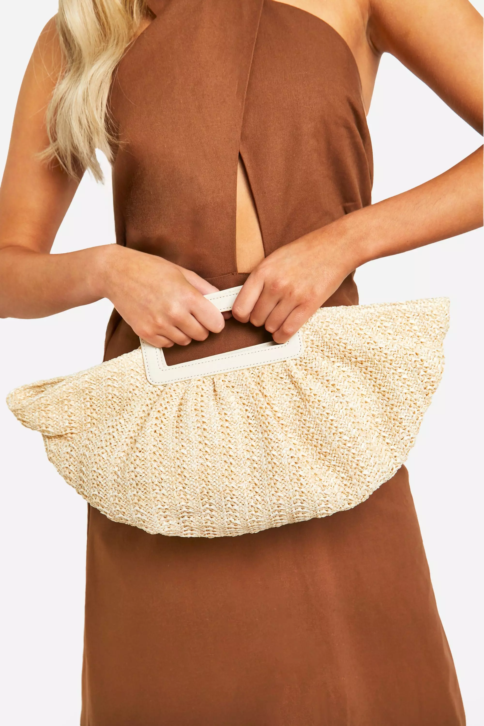 White Structured Straw Beach Grab Bag alternative image