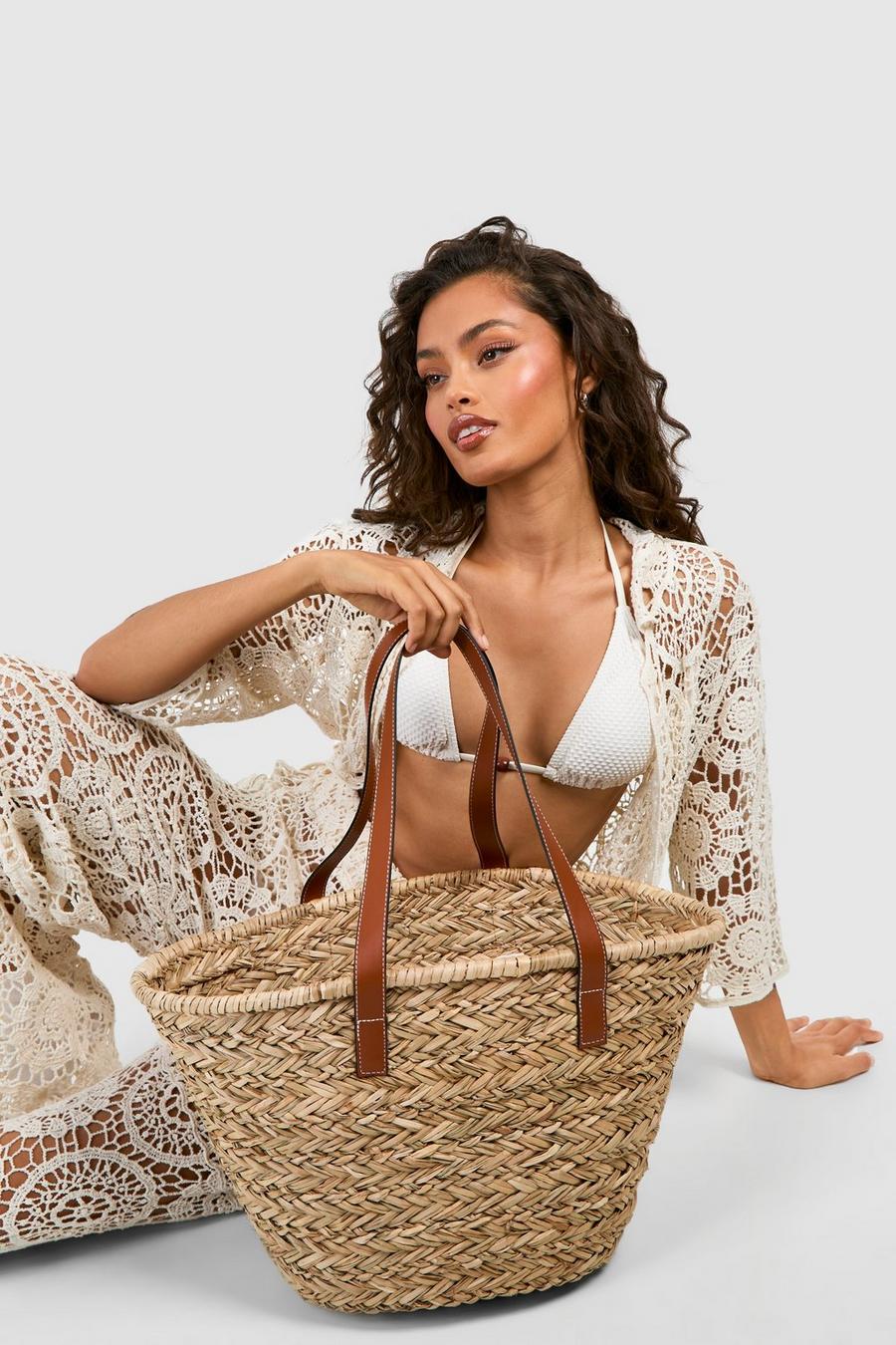 Natural Oversized Straw Beach Bag image number 1