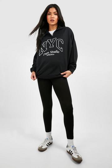 Black Maternity Nyc Half Zip Legging Tracksuit