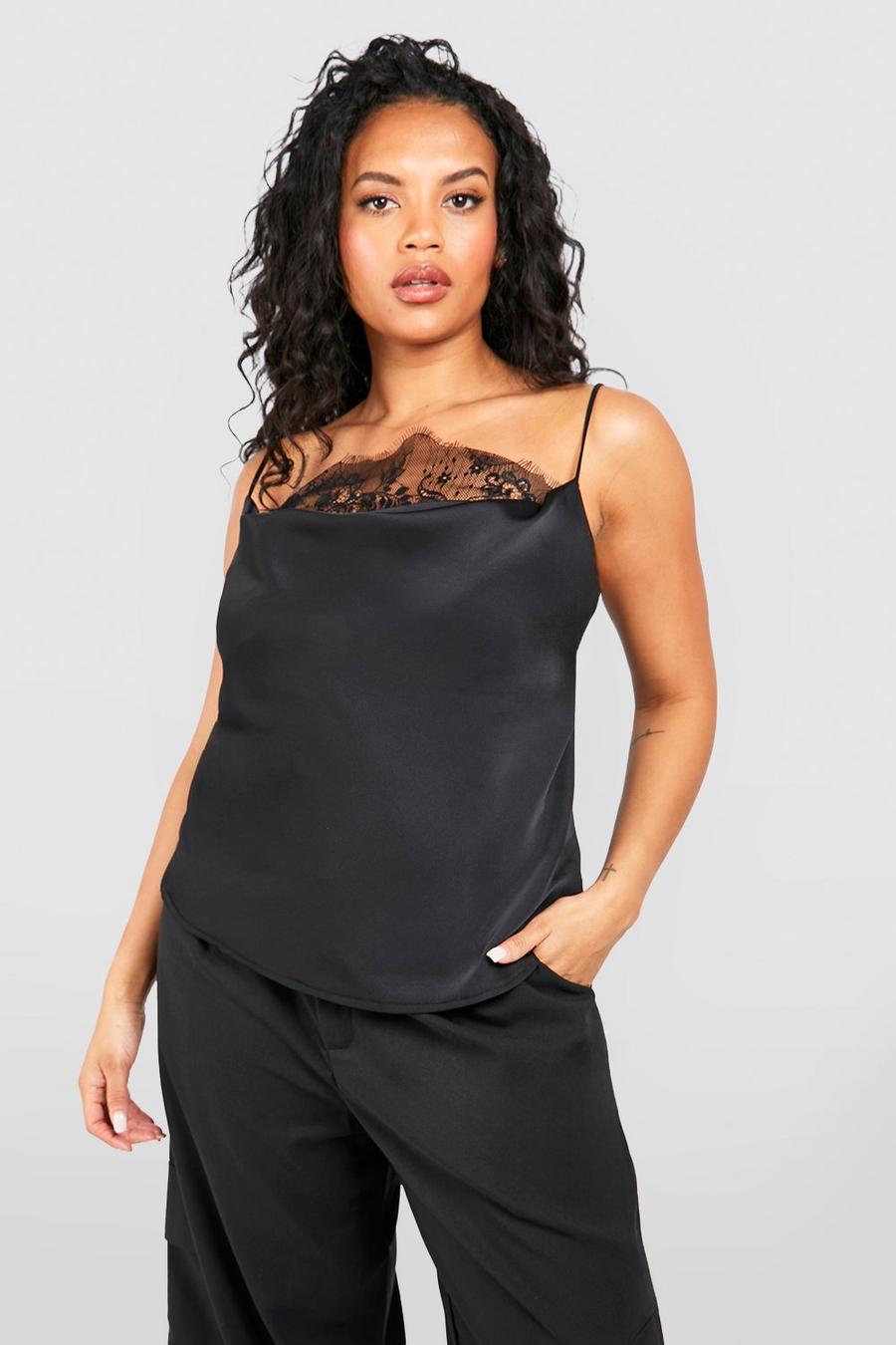 Essential Basic Women's Basic Casual Long Camisole Cami Top Plus Sizes -  Black, 1XL