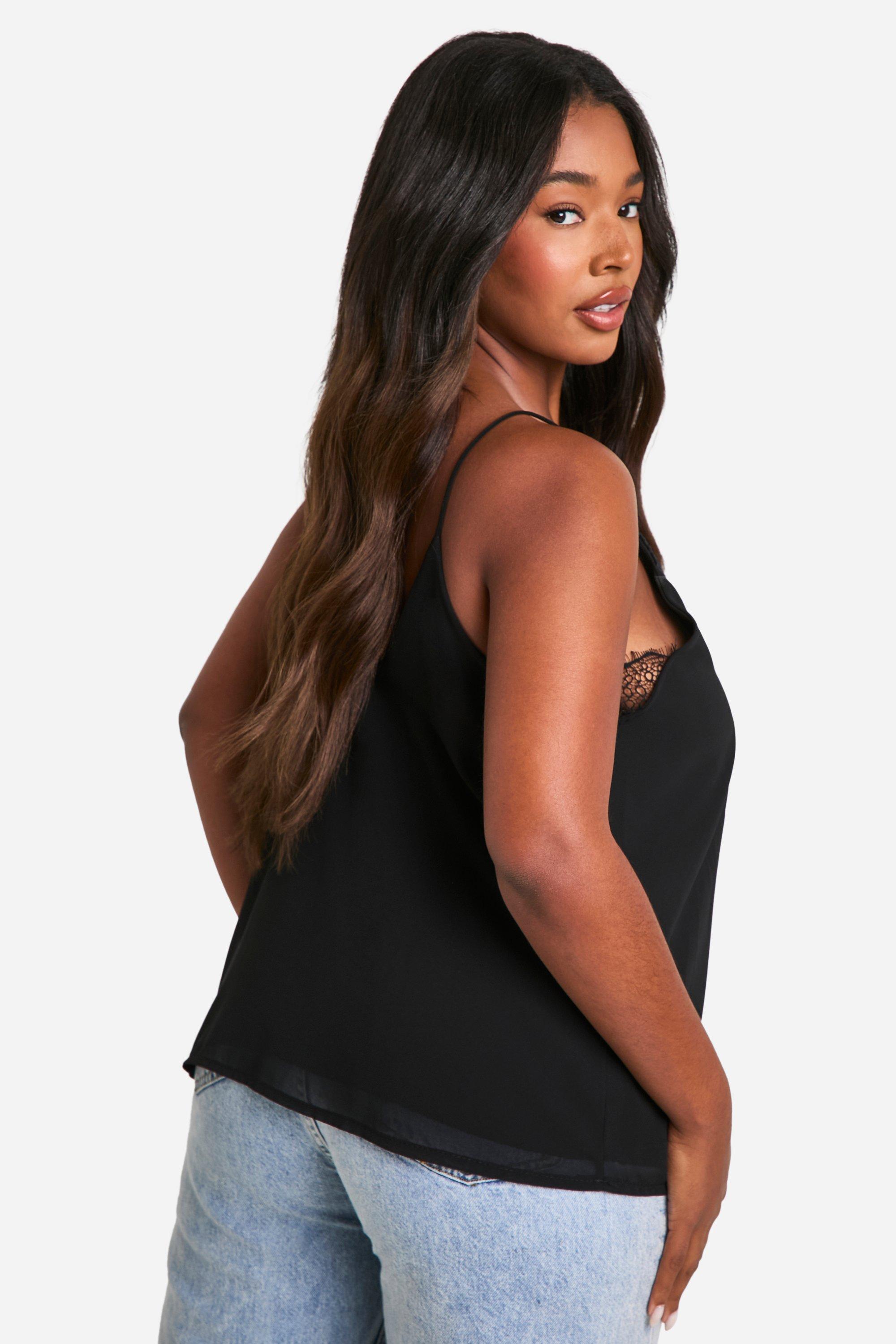Friends Like These Black Strappy Sleeveless Satin Cami Top