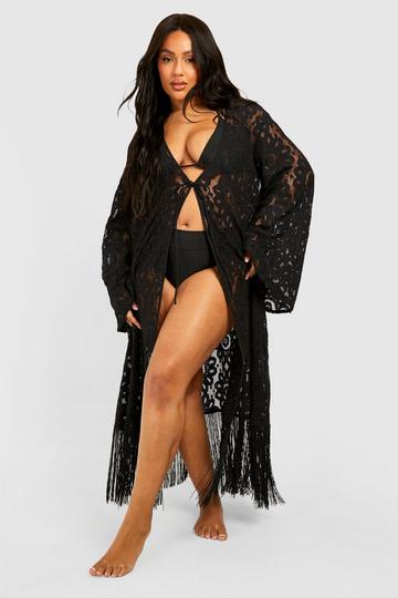 Plus Crochet Beach Dress black