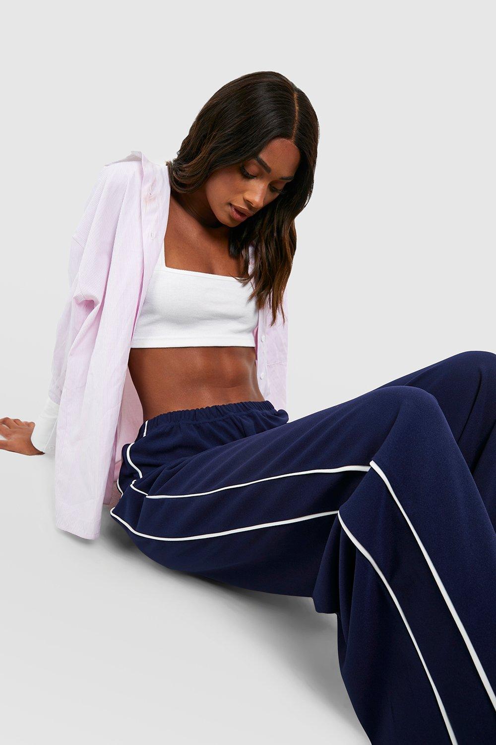 Side Stripe Straight Leg Pants | boohoo