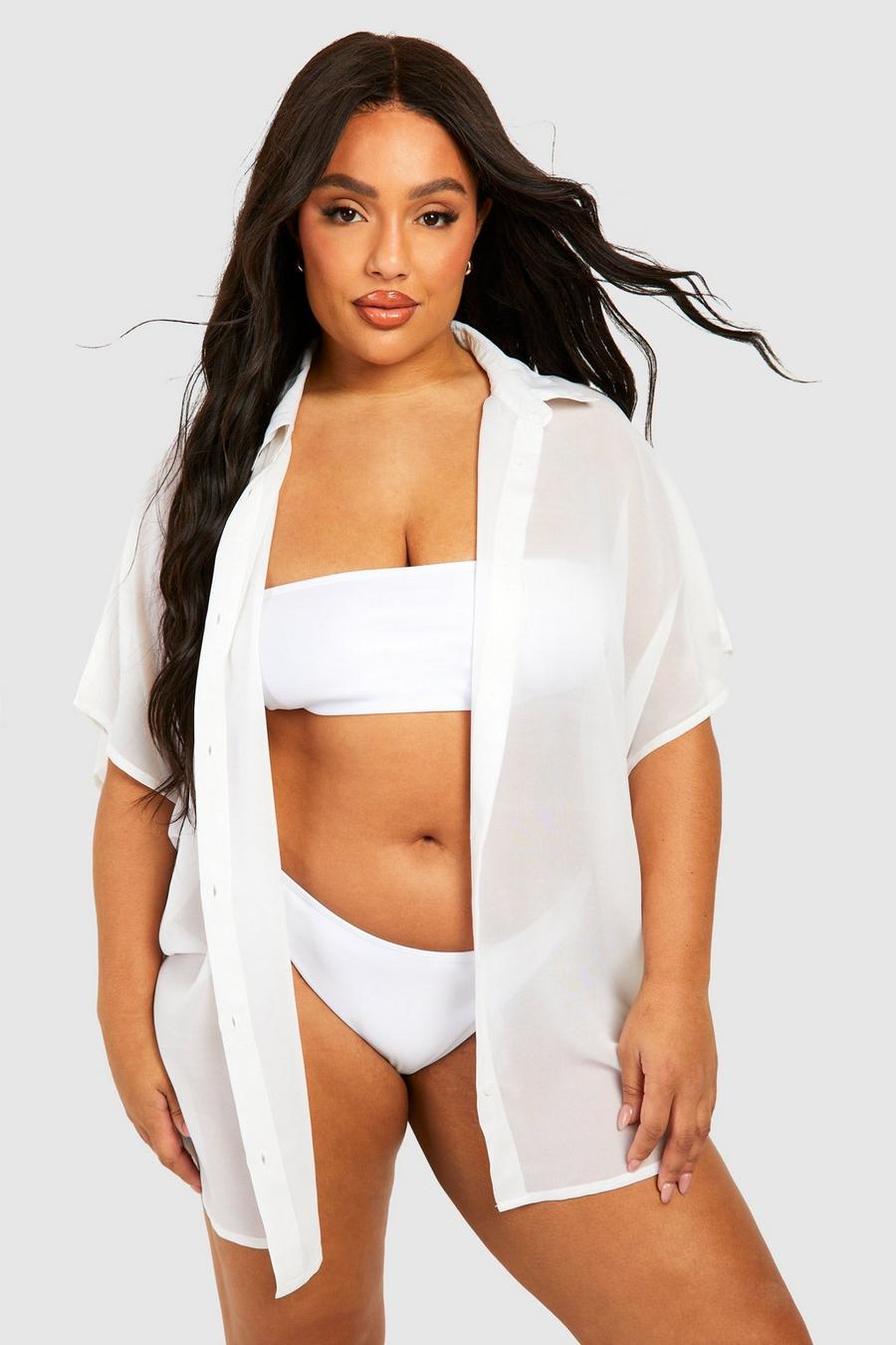 Camicia da mare Plus Size oversize a maniche corte, White image number 1