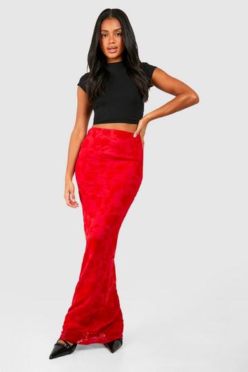 Devore Maxi Skirt red