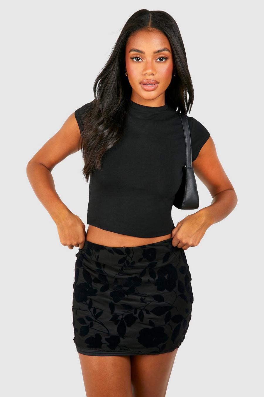 Mini-jupe délavée, Black image number 1