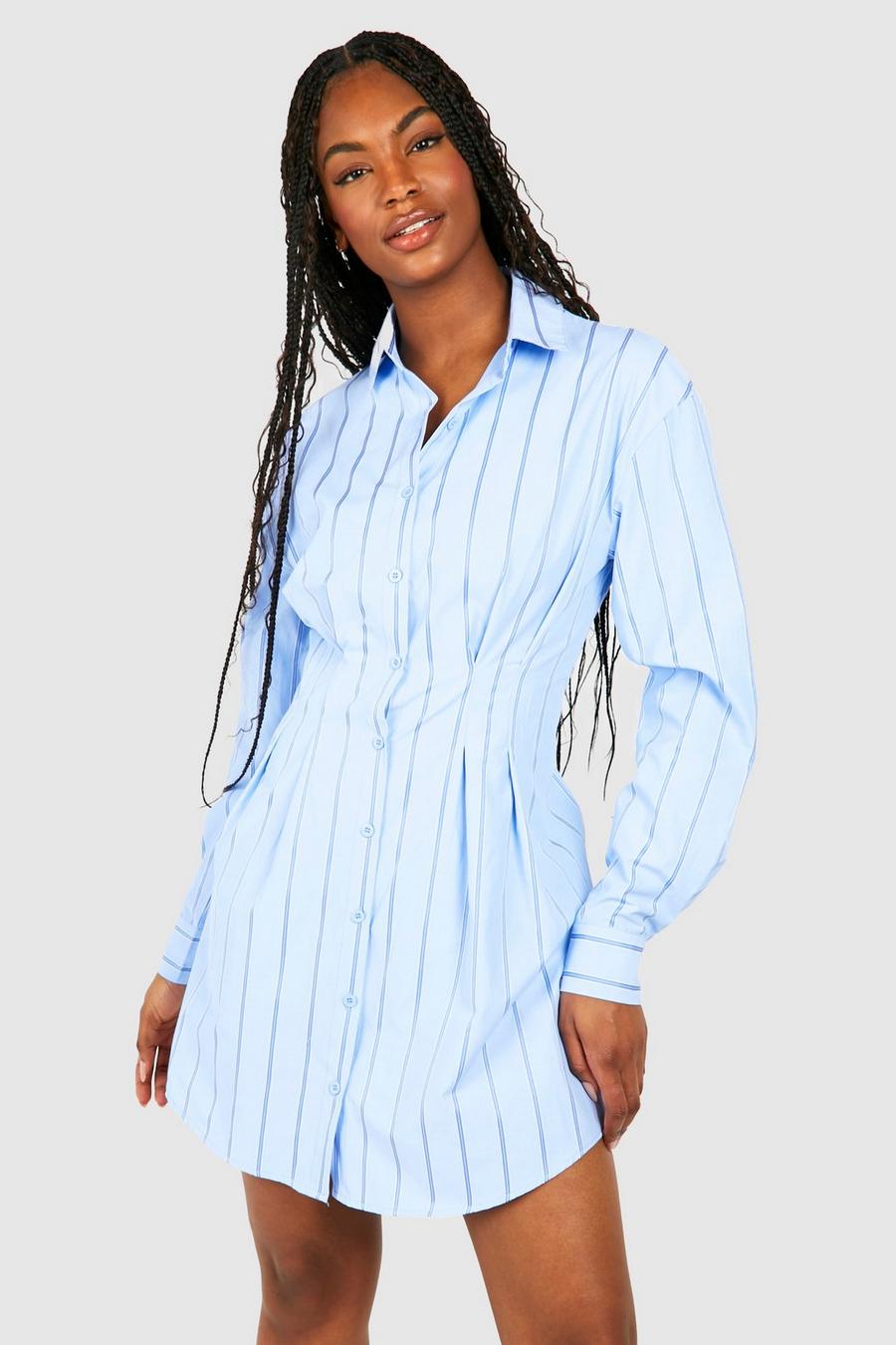 Tall - Robe chemise à rayures fines, Blue