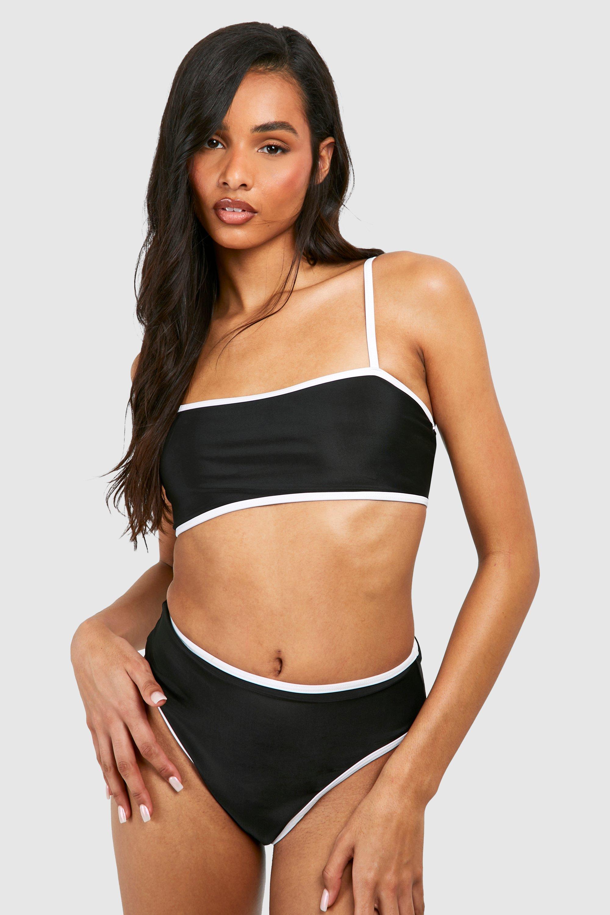 Tall Mono Strappy High Waisted Bikini Set boohoo