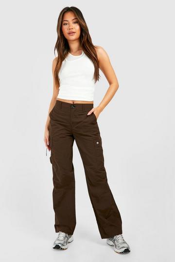 Pocket Detail Cargo Straight Pants chocolate