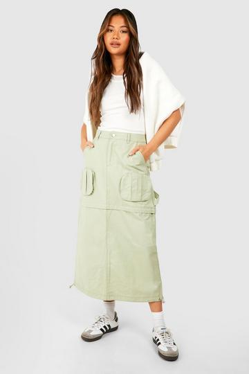 2 In 1 Zip Detail Cargo Maxi Skirt sage