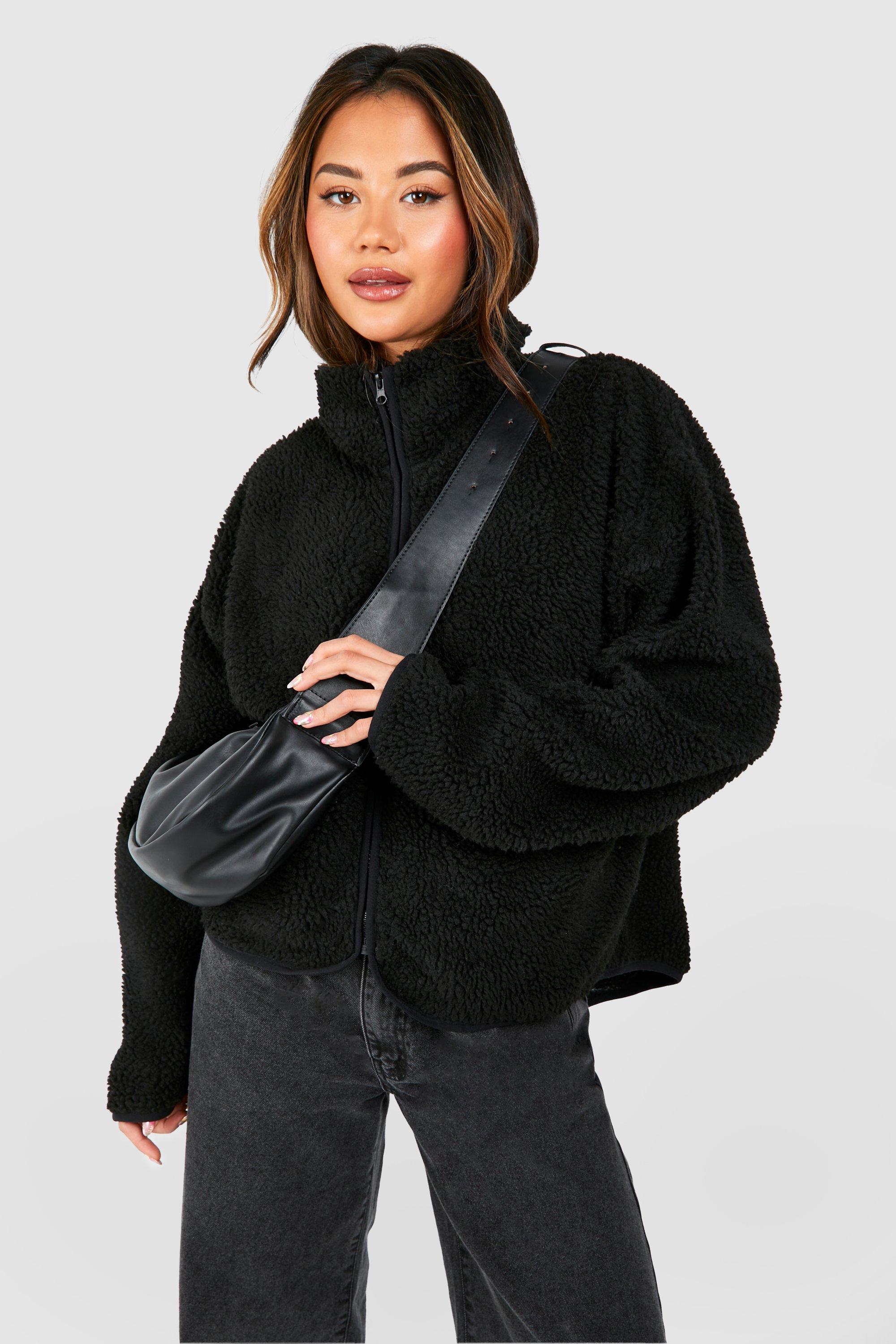 Black oversized hotsell teddy jacket