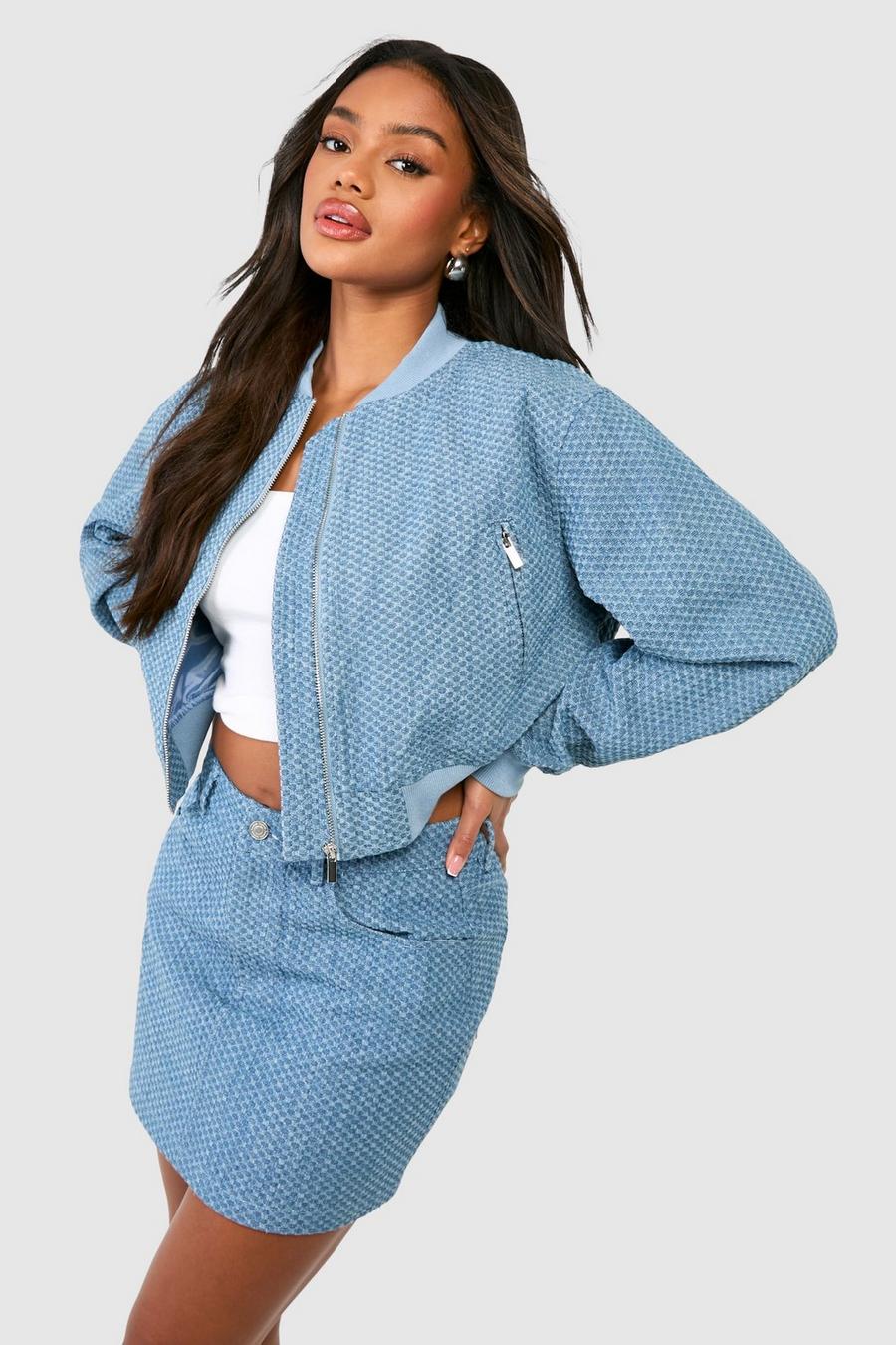 Mini-jupe en jean texturé, Light blue image number 1