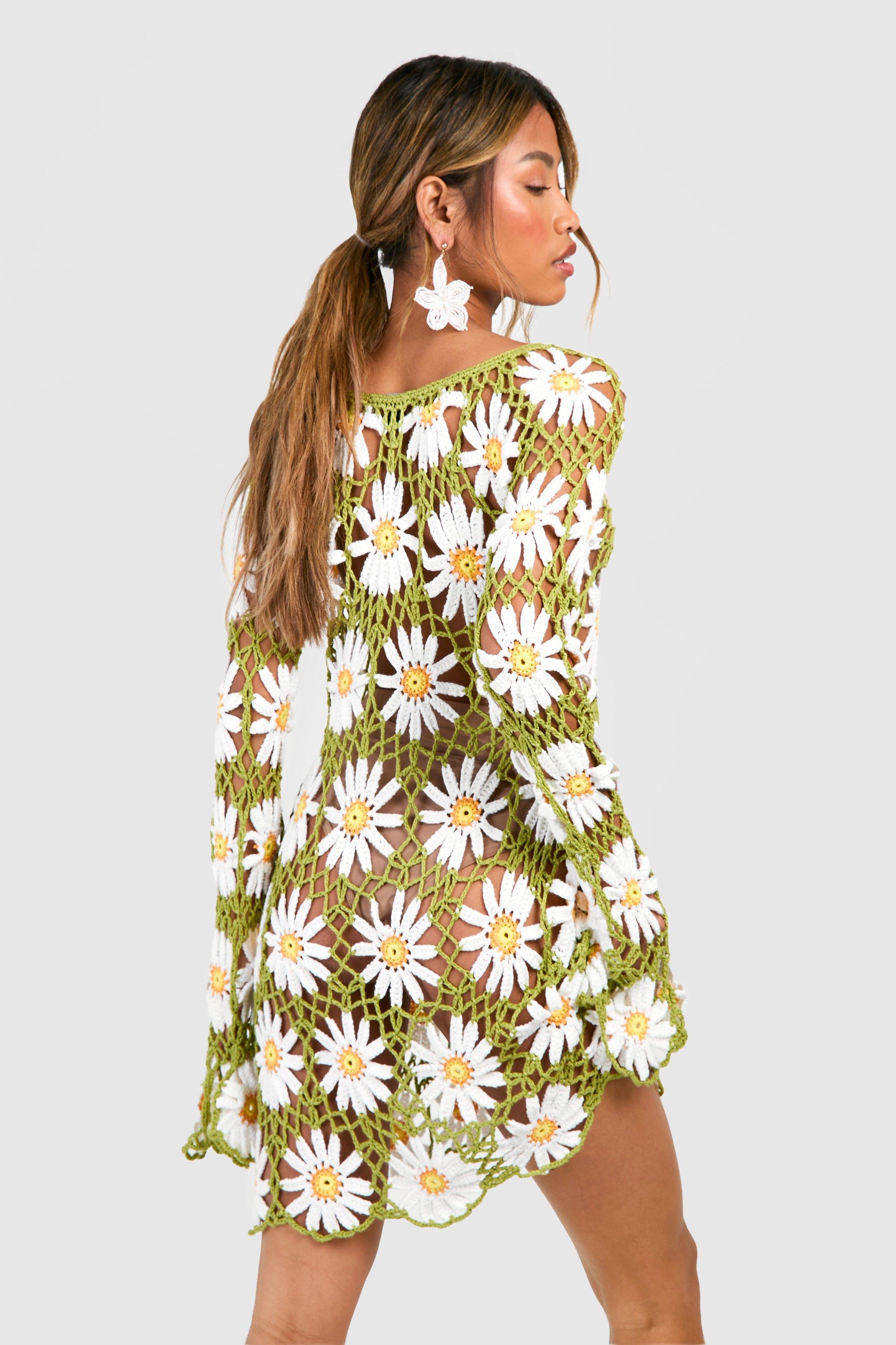 Premium Flower Crochet Mini Dress | boohoo USA