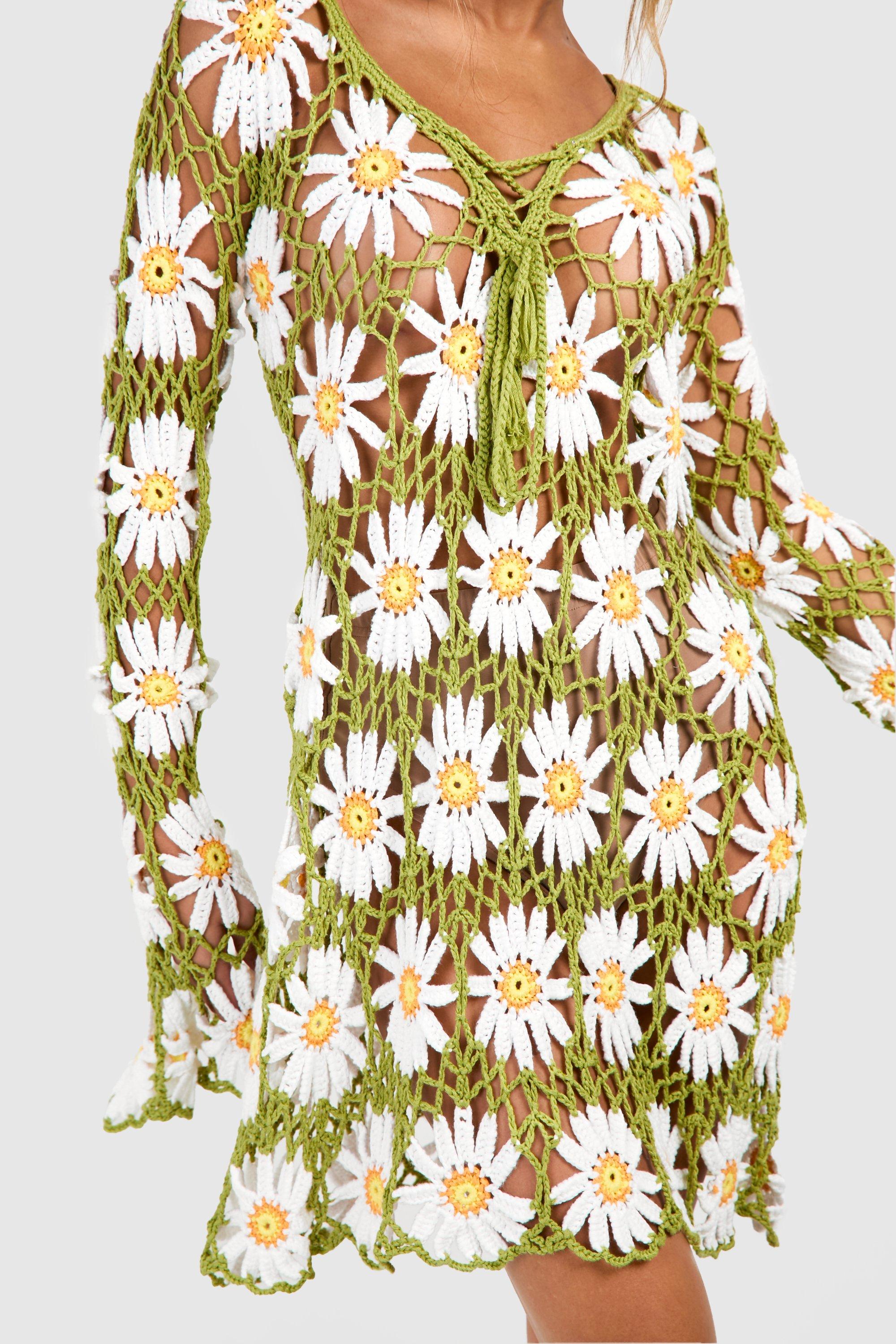 Premium Flower Crochet Mini Dress | boohoo USA