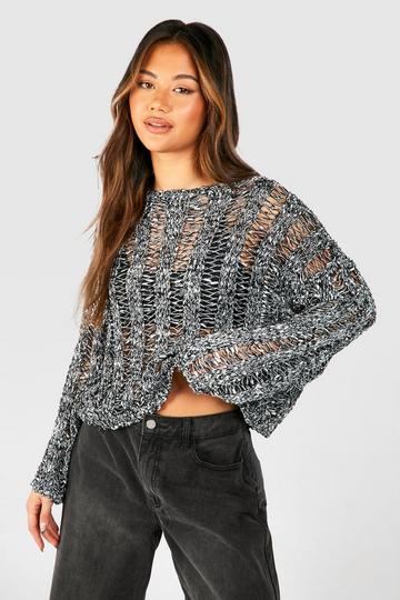 Black Popcorn Ladder Oversized Jumper