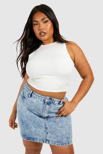 Grande taille - Jupe en jean délavée acid wash dark blue