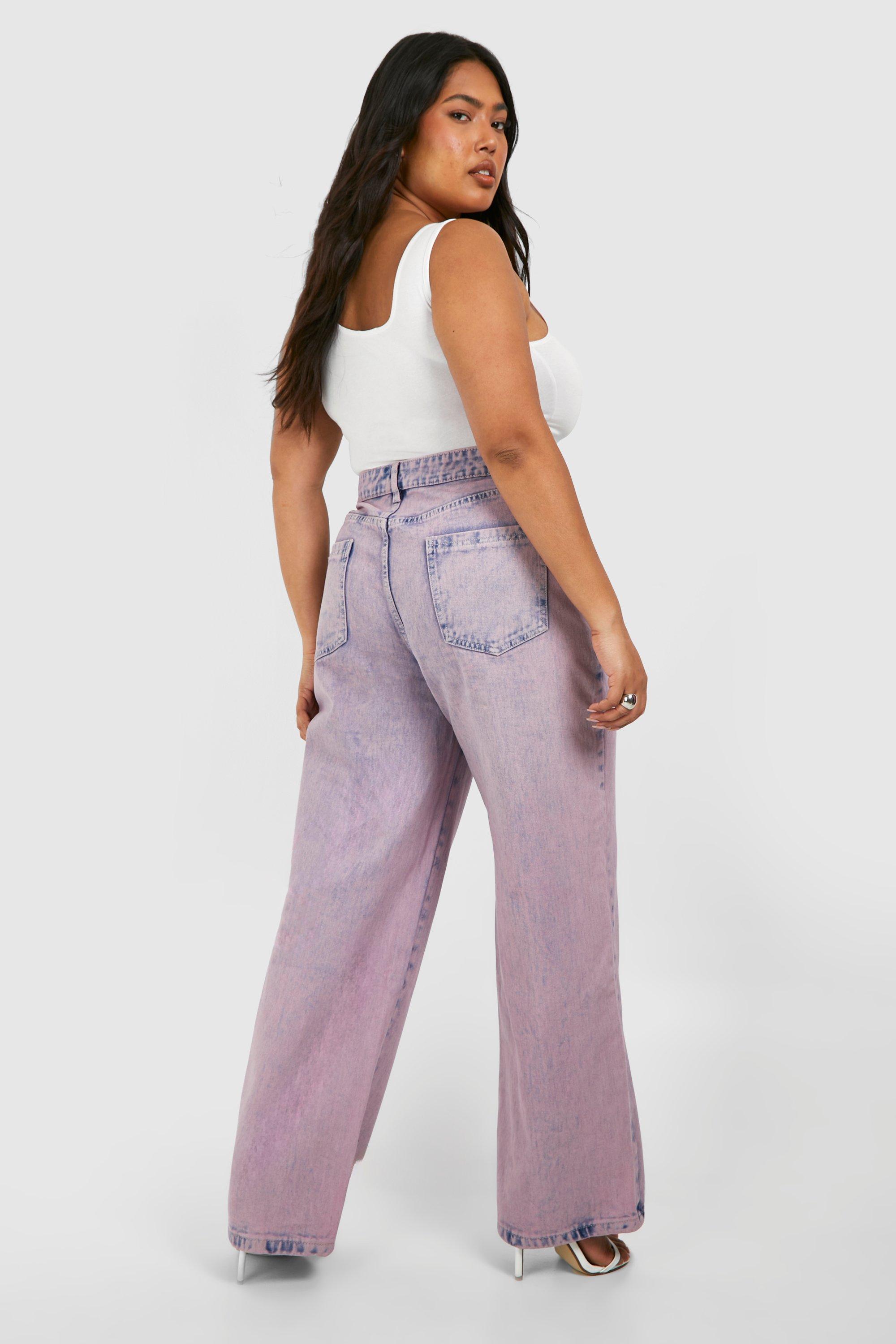 Plus Pink Wash Straight Leg Jeans | boohoo