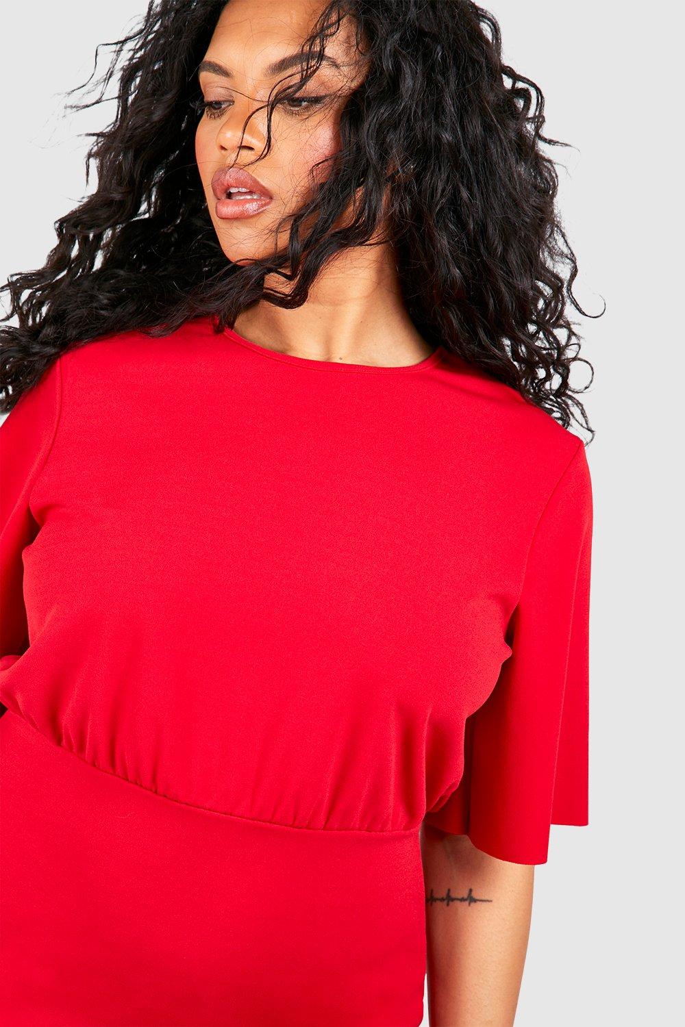 Plus Angel Sleeve Ruffle Hem Shift Dress boohoo NZ
