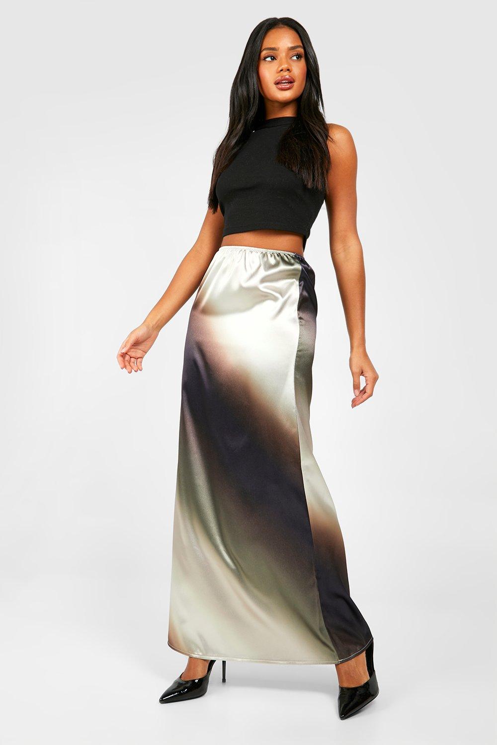 Silk satin maxi store skirt