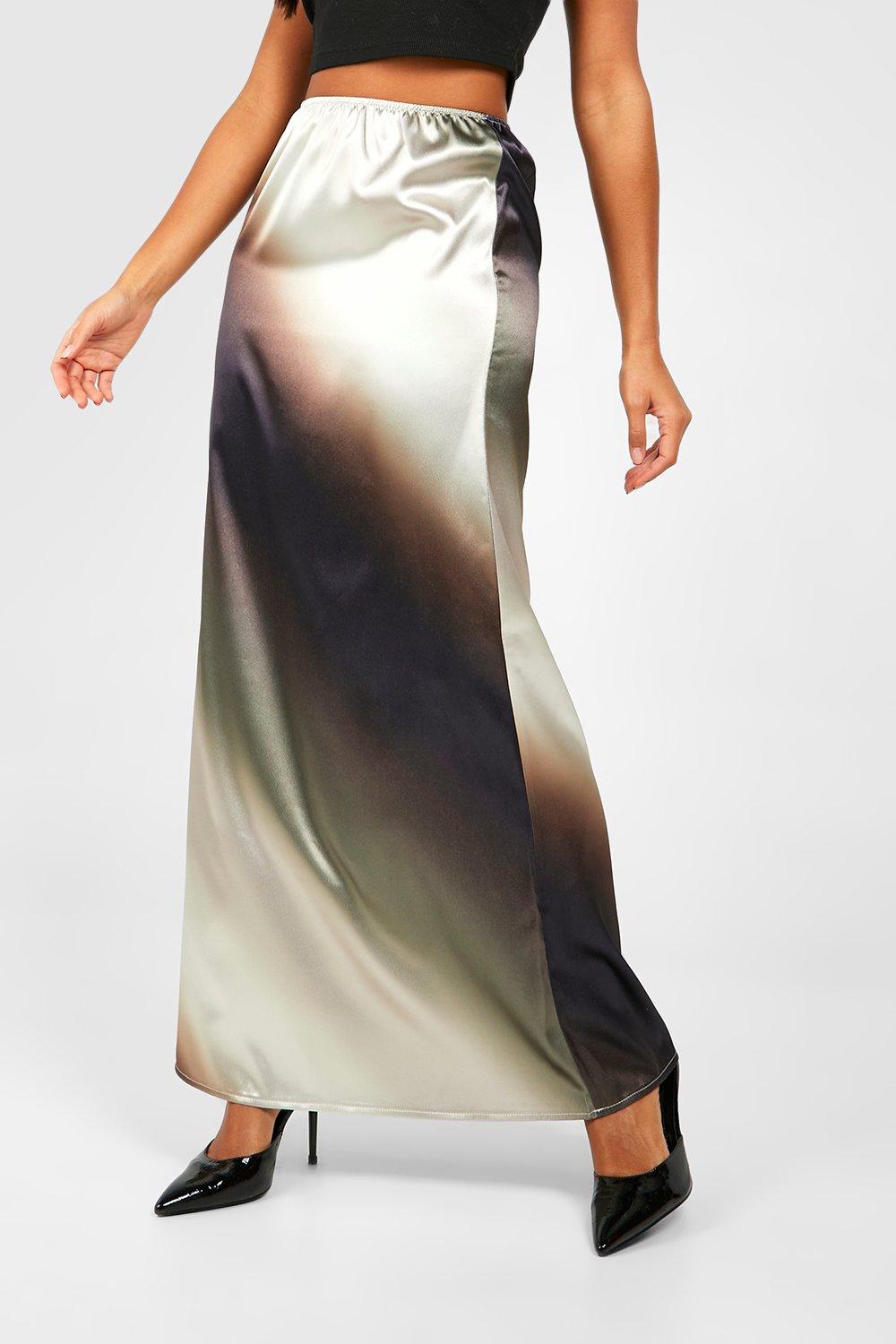 Satin maxi skirt print sale