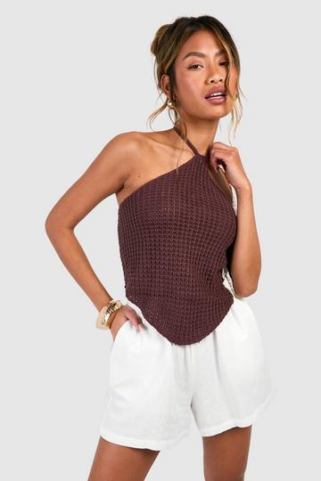 Gehaakte Top Met Halter Neck chocolate