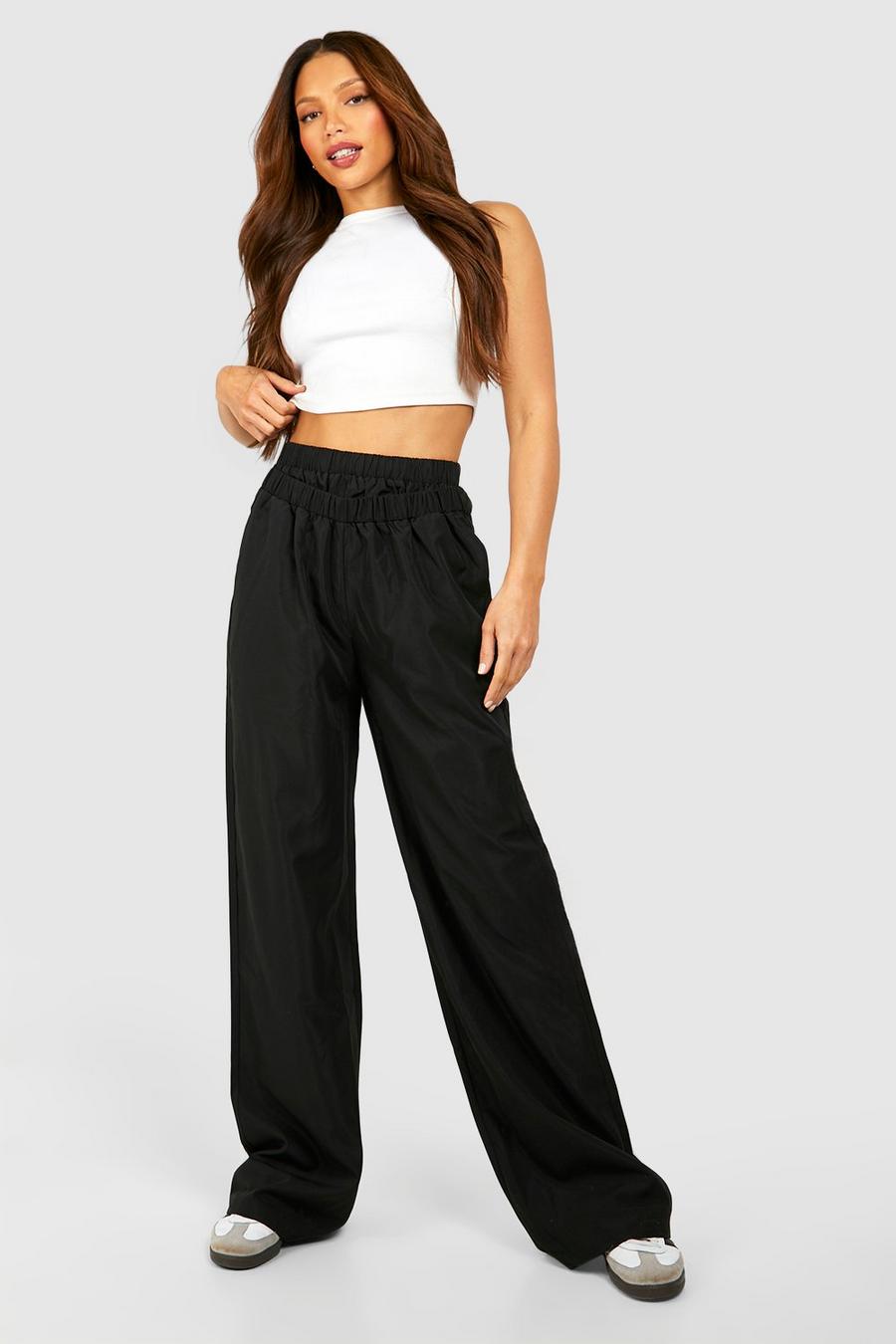 Black Tall Woven Double Waist Band Wide Leg Pants image number 1