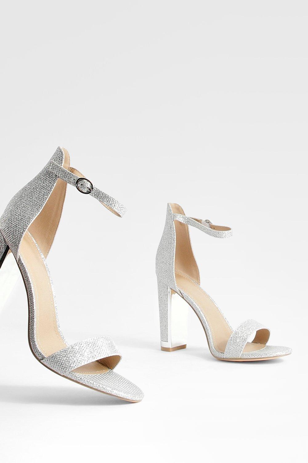 Silver store shimmer heels