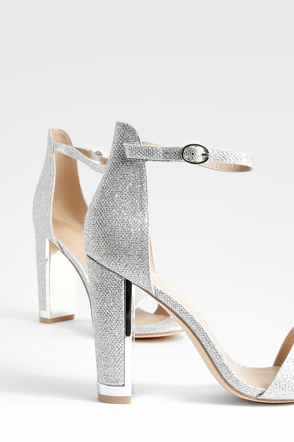 Boohoo silver sale block heels