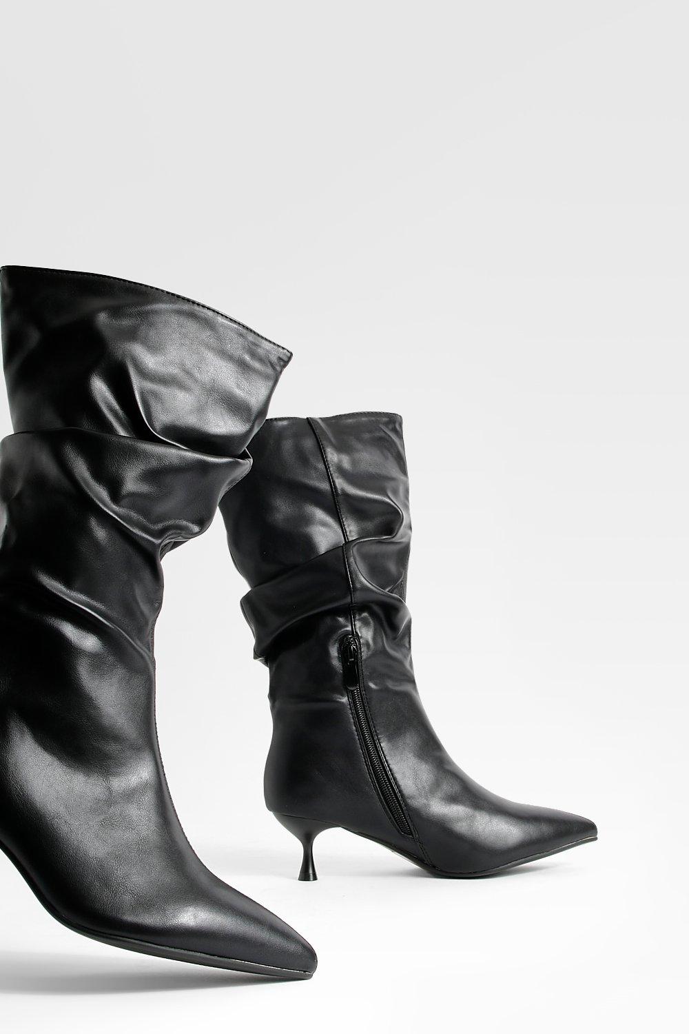 Ruched kitten outlet heel boots