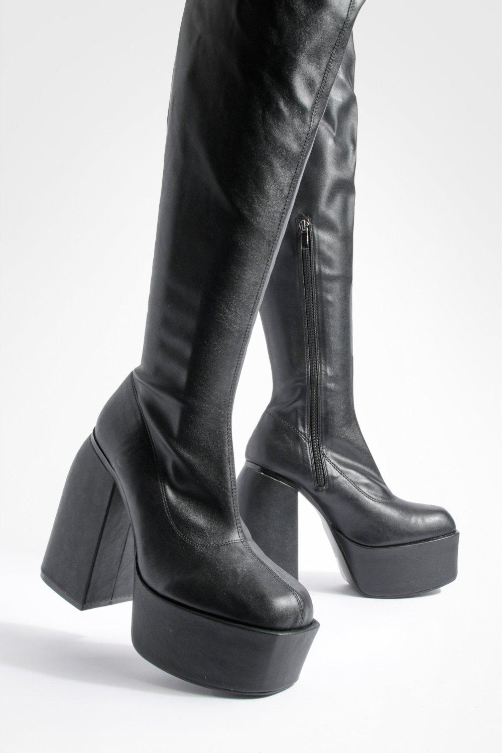 Platform high hot sale knee boots