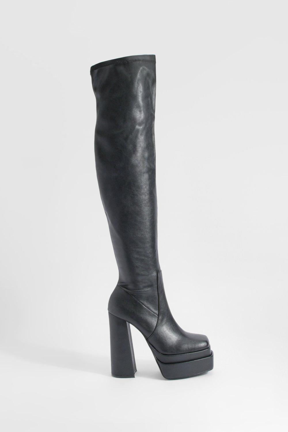 Tall chunky heel store boots