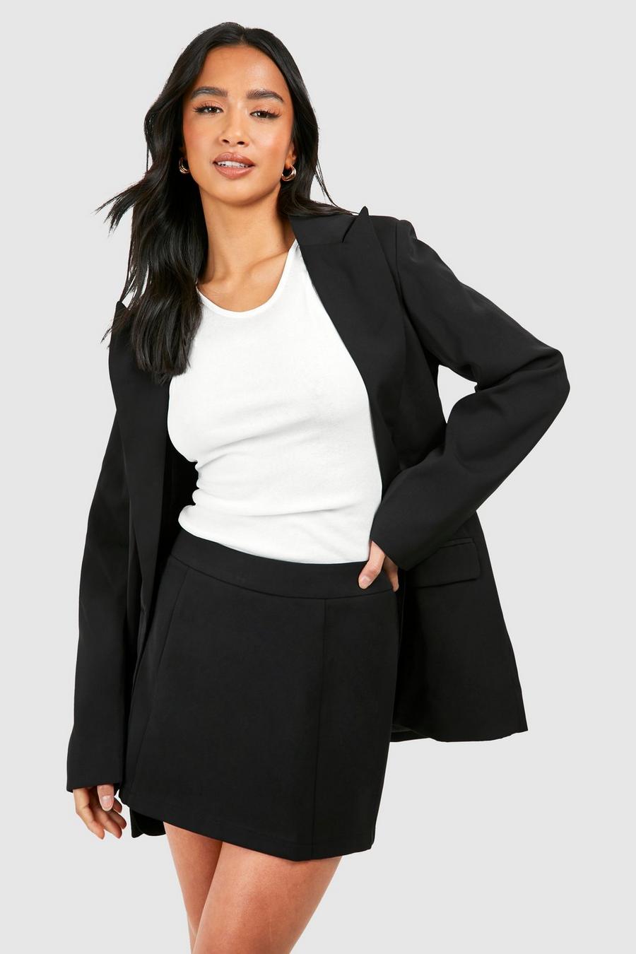 Petite - Mini-jupe courte à coutures apparentes, Black image number 1