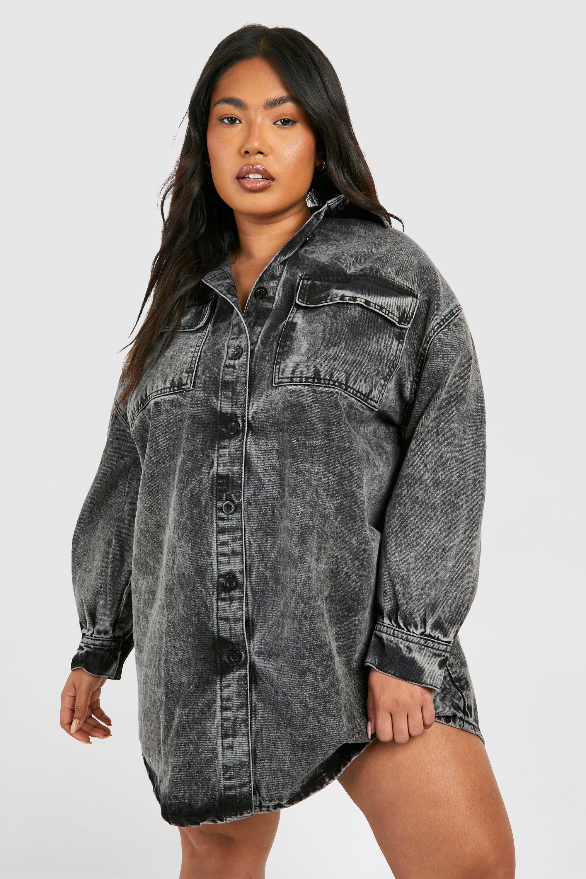 Plus Size Denim Dresses boohoo UK