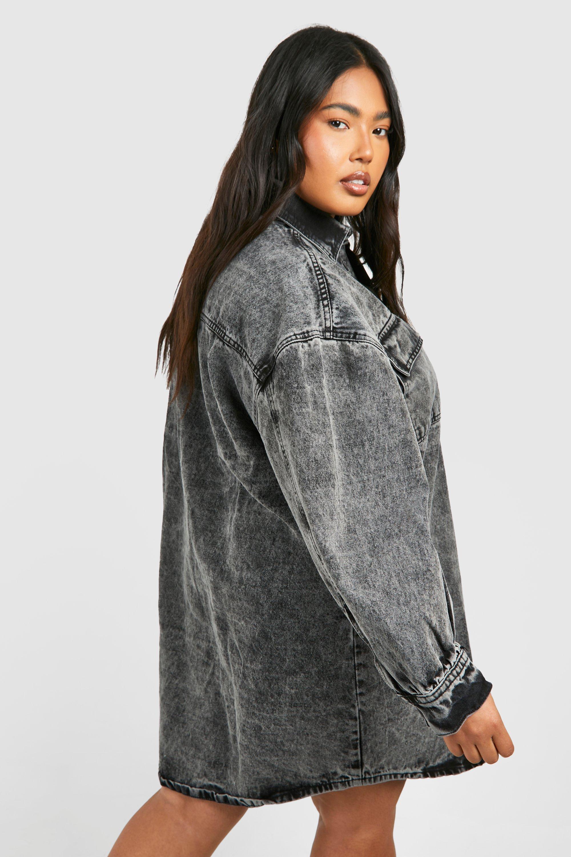 Plus Denim Oversized Shirt Dress boohoo