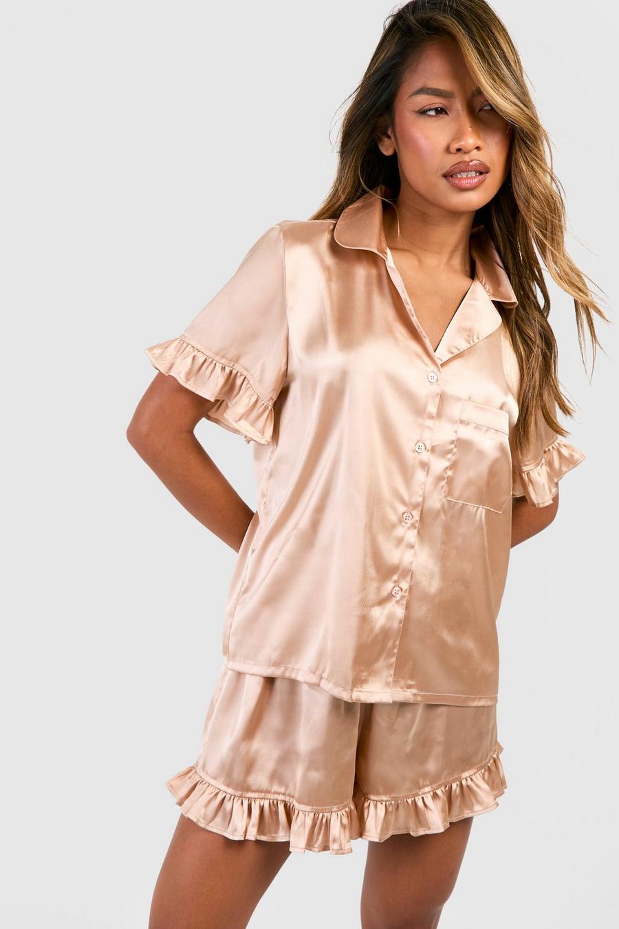 Blush Ruffle Detail Short Pajama Set