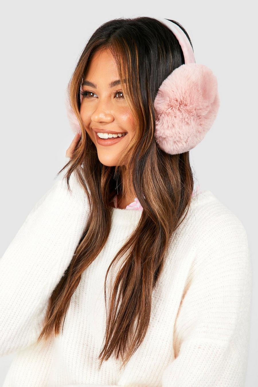 Rose Faux Fur Fluffy Ear Muffs image number 1