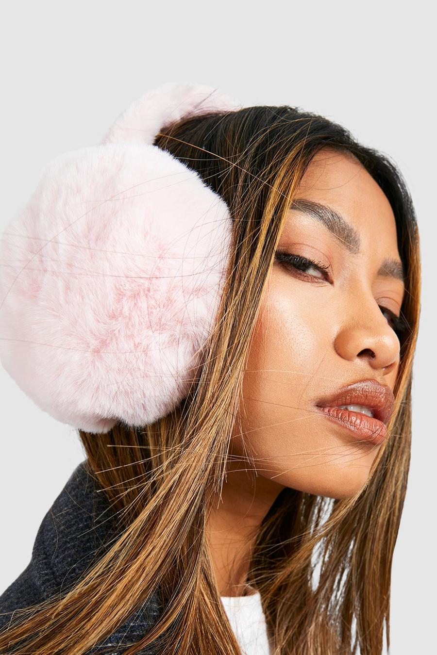 Pink Faux Fur Soft Fluffy Ear Muffs image number 1