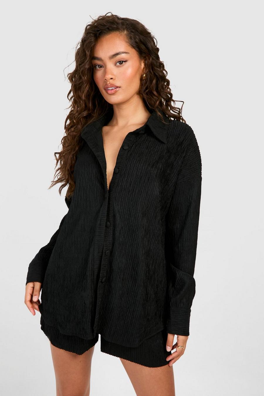 Black Premium Crinkle Relaxed Fit Shirt image number 1