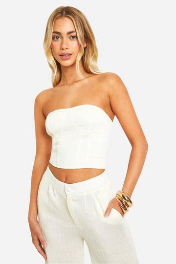 Textured Crinkle Bralette cream