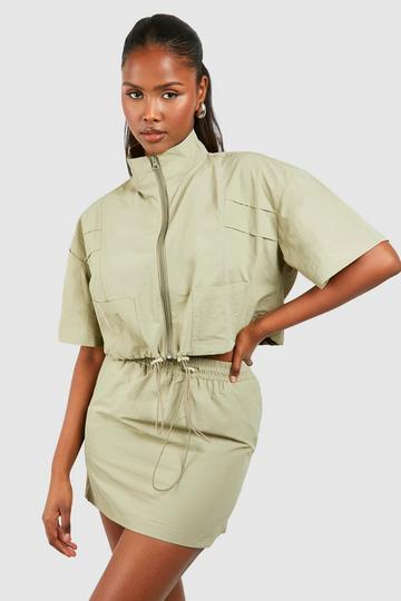 Khaki Cargo Mini Skirt